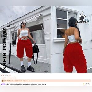 SHEIN Red Cargo Shorts 1XL NWT